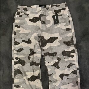 Homme + Femme Snow Camo Gemstone Pants Denim Size 38 NWT